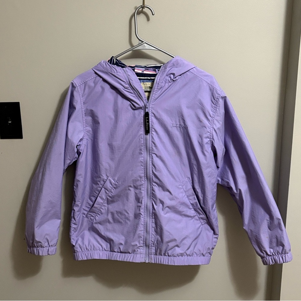 L.L. Bean Purple Kids Rain Jacket L 14-16 Vintage Utility Windbreaker Waterproof